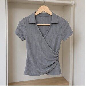 Gray Puff Sleeve Top